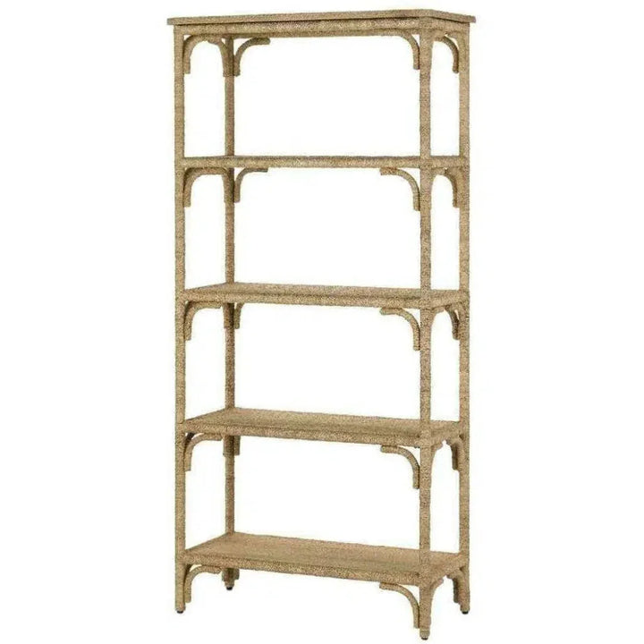 Natural Washed Wood Olisa Etagere - LOOMLAN - Currey & Co - Etageres