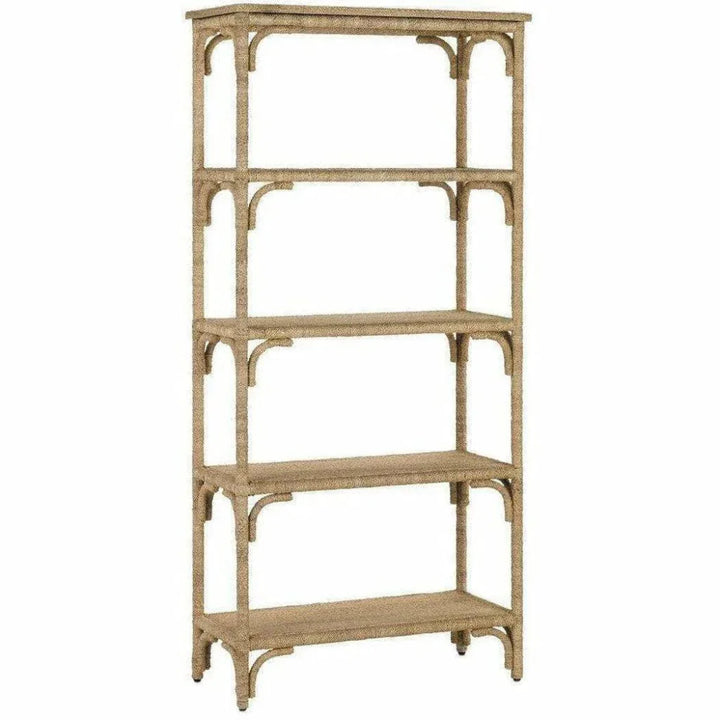 Natural Washed Wood Olisa Etagere - LOOMLAN - Currey & Co - Etageres