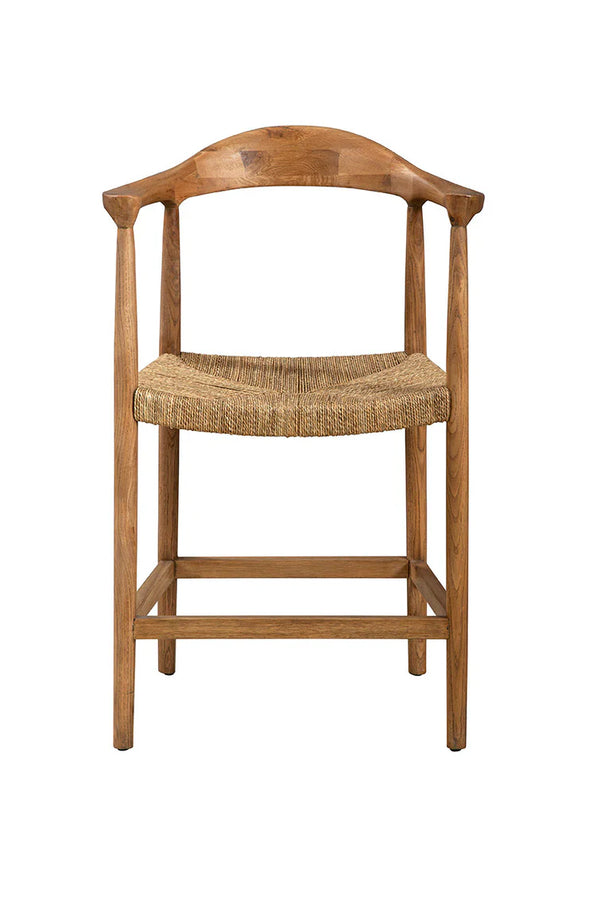 Natural Abraham Seagrass Upholstered Counter Stool