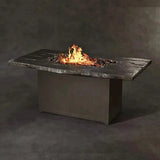 Nature's Wood Rectangle Firepit Table Live Edge-Outdoor Fire Tables-Castelle-LOOMLAN