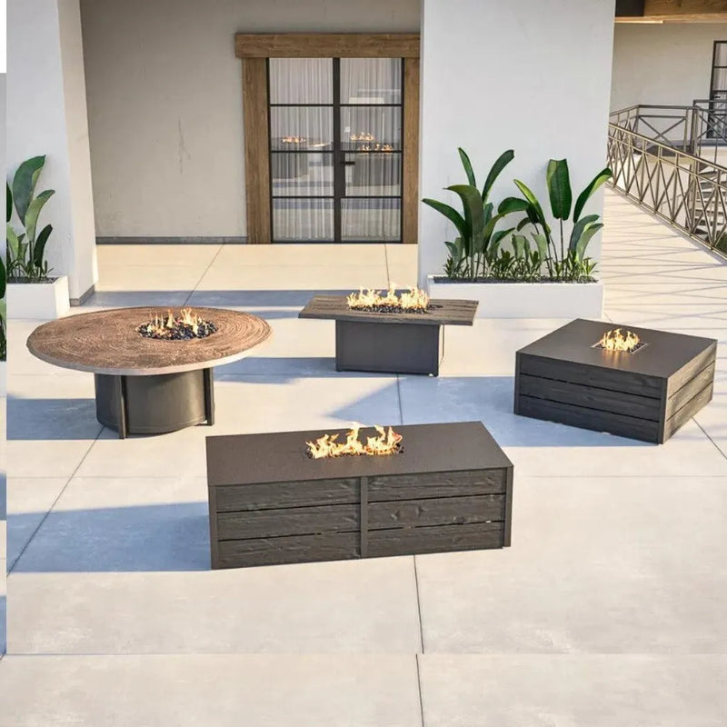 Nature's Wood Rectangle Firepit Table Live Edge-Outdoor Fire Tables-Castelle-LOOMLAN