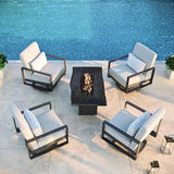 Nature's Wood Rectangle Firepit Table Live Edge-Outdoor Fire Tables-Castelle-LOOMLAN