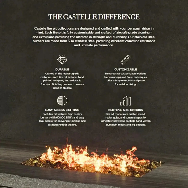 Nature's Wood Rectangle Firepit Table Live Edge-Outdoor Fire Tables-Castelle-LOOMLAN