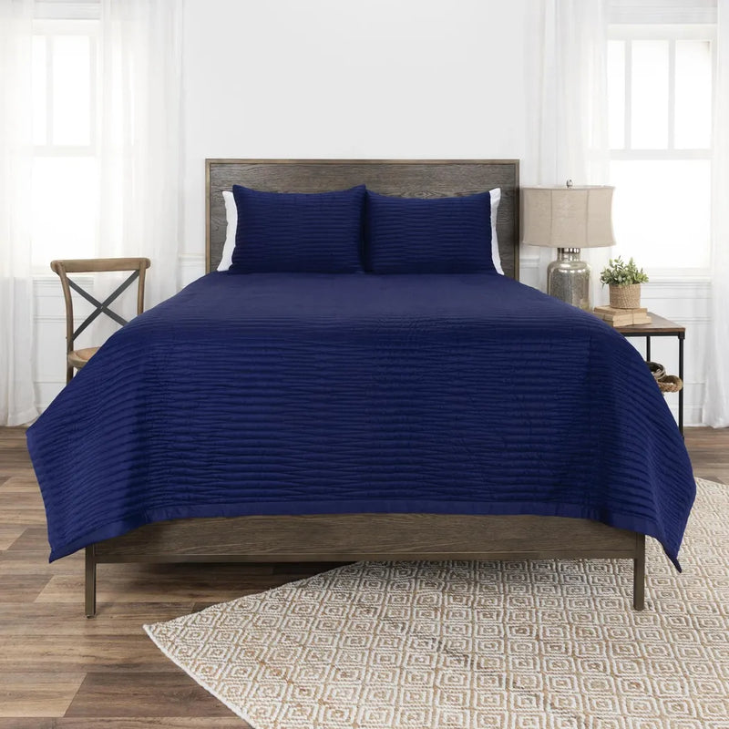 Navy Blue Quilt Set For Bedroom Parker-Quilt Sets-LOOMLAN-King-LOOMLAN