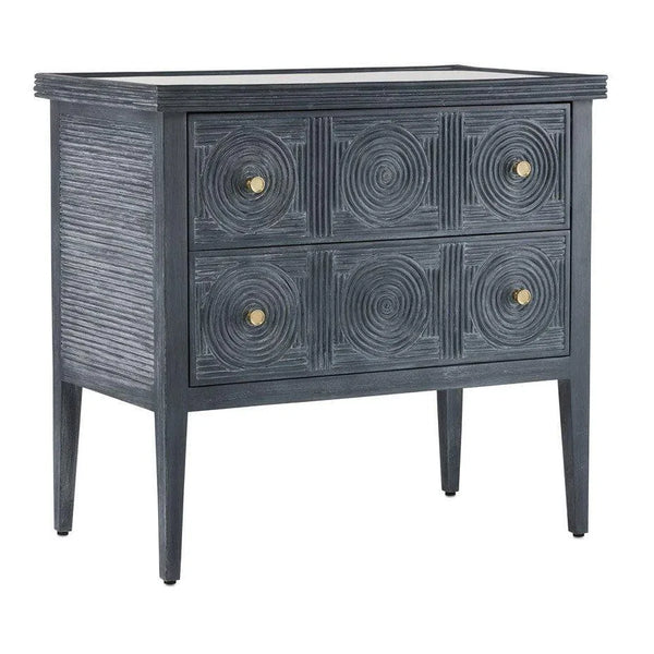 Navy Brushed Brass Chest Barry Goralnick Collection Accent Cabinets LOOMLAN By Currey & Co