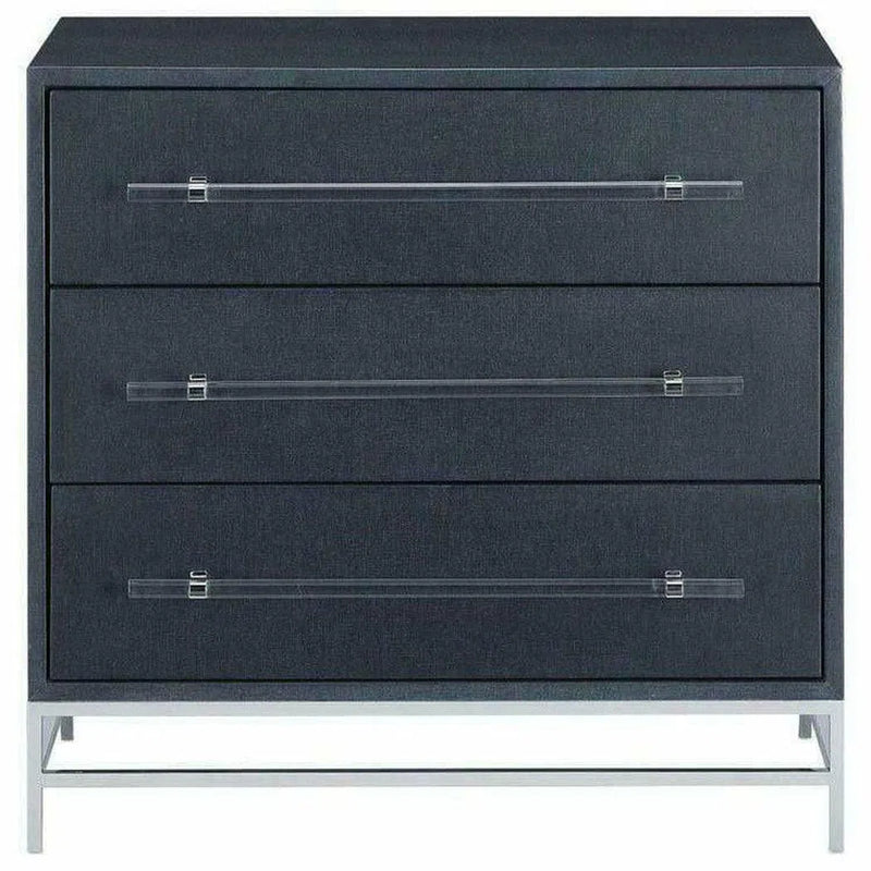 Navy Lacquered Black Clear Marcel Chest Accent Cabinet Accent Cabinets LOOMLAN By Currey & Co