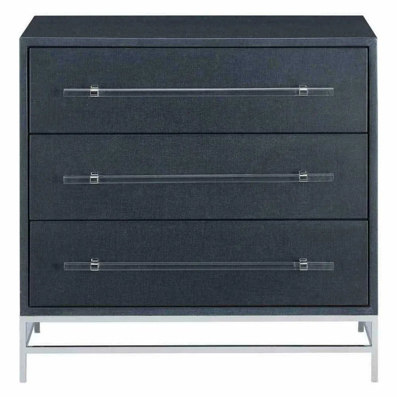 Navy Lacquered Black Clear Marcel Chest Accent Cabinet Accent Cabinets LOOMLAN By Currey & Co