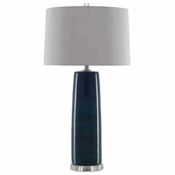 Navy Polished Nickel Azure Table Lamp Table Lamps LOOMLAN By Currey & Co