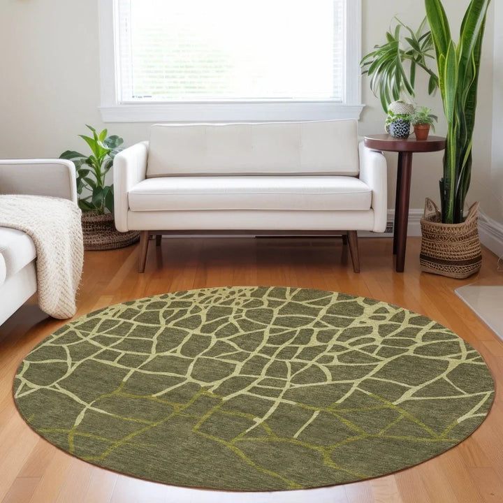 Nazira Olive Washable Indoor-Outdoor Rug-Outdoor Rugs-LOOMLAN Rugs-LOOMLAN