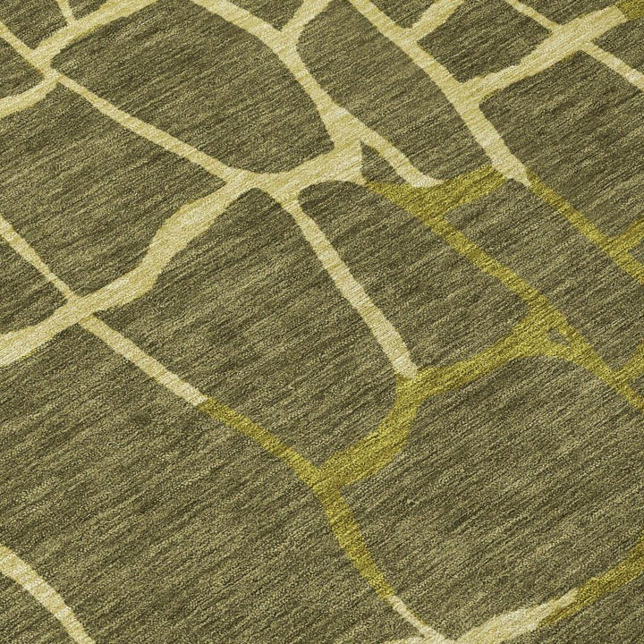 Nazira Olive Washable Indoor-Outdoor Rug-Outdoor Rugs-LOOMLAN Rugs-LOOMLAN
