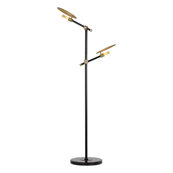 Neela Floor Lamp Black Brass Marble Base-Floor Lamps-SUNPAN-LOOMLAN