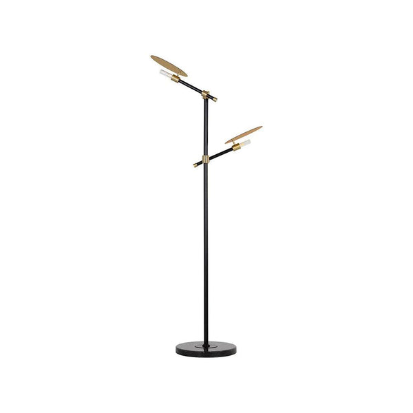 Neela Floor Lamp Black Brass Marble Base-Floor Lamps-SUNPAN-LOOMLAN