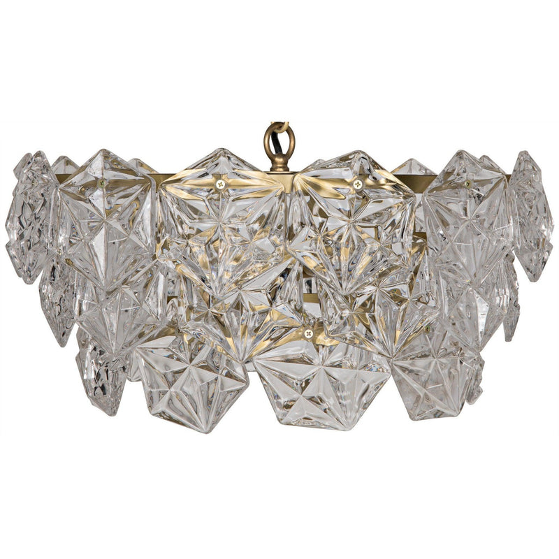 Neive Metal Small Chandelier With Brass Finish-Chandeliers-Noir-LOOMLAN