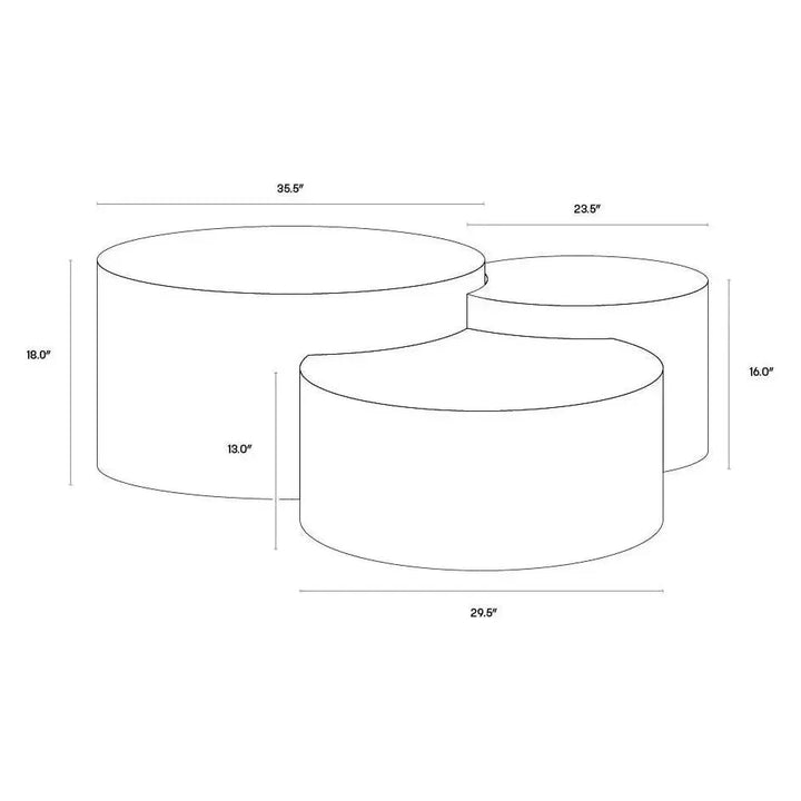 Neo Coffee Tables Set Of 3 Antique Brass - LOOMLAN - SUNPAN - Coffee Tables