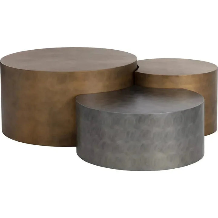 Neo Coffee Tables Set Of 3 Antique Brass - LOOMLAN - SUNPAN - Coffee Tables