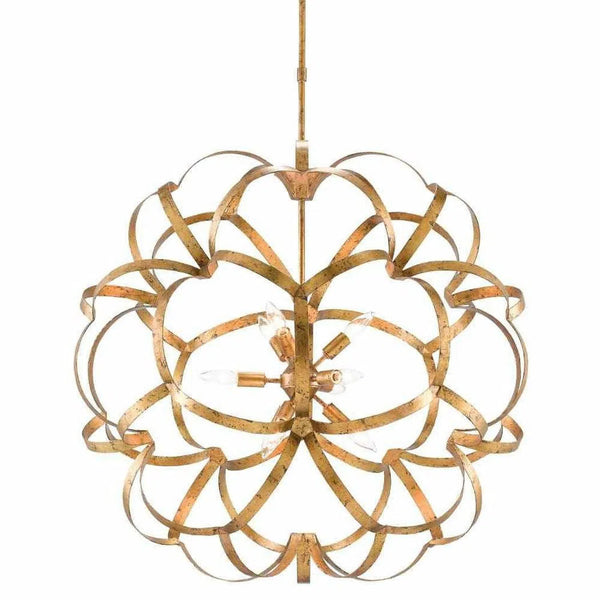 New Gold Leaf Sappho Orb Chandelier Chandeliers LOOMLAN By Currey & Co