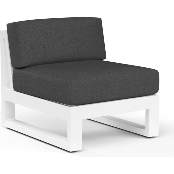 Newport Sunbrella Armless Outdoor Club Chair-Outdoor Accent Chairs-Sunset West-Spectrum Carbon-LOOMLAN