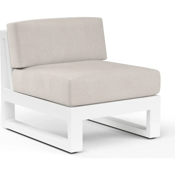 Newport Sunbrella Armless Outdoor Club Chair-Outdoor Accent Chairs-Sunset West-Canvas Natural-LOOMLAN