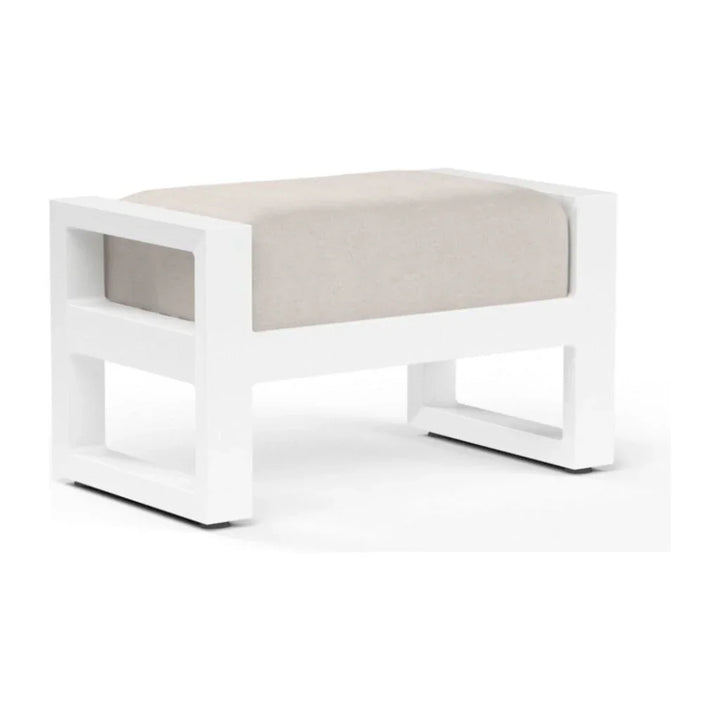 Newport Sunbrella Outdoor Ottoman-Outdoor Ottomans-Sunset West-Canvas Natural-LOOMLAN