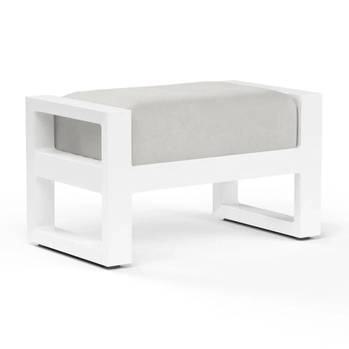 Newport Sunbrella Outdoor Ottoman-Outdoor Ottomans-Sunset West-Cast Silver-LOOMLAN