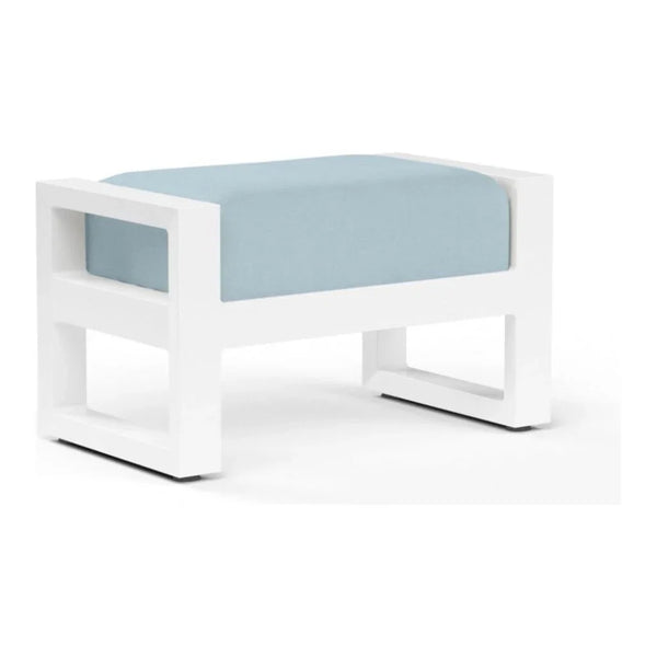 Newport Sunbrella Outdoor Ottoman-Outdoor Ottomans-Sunset West-Canvas Skyline-LOOMLAN