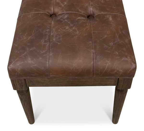Newton Bench Brown Leather for Bedroom-Bedroom Benches-Sarreid-LOOMLAN
