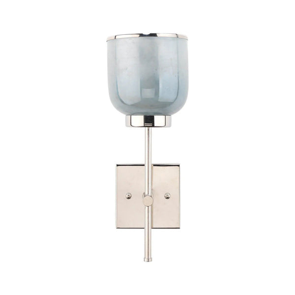 Nickel Opal Blue Metallic Glass Vapor Single Wall Sconce Wall Sconces LOOMLAN By Jamie Young