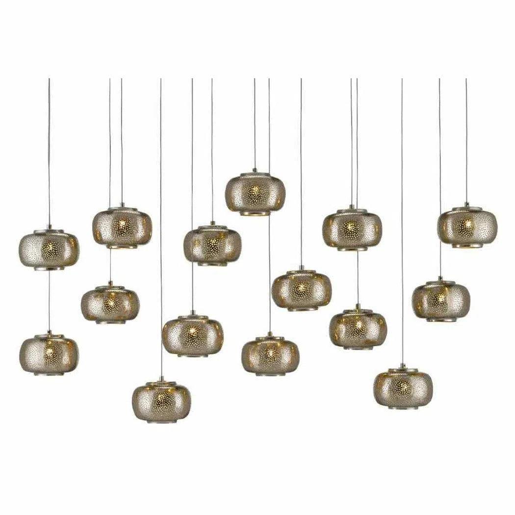 Nickel Pepper Rectangular 15-Light Multi-Drop Pendant