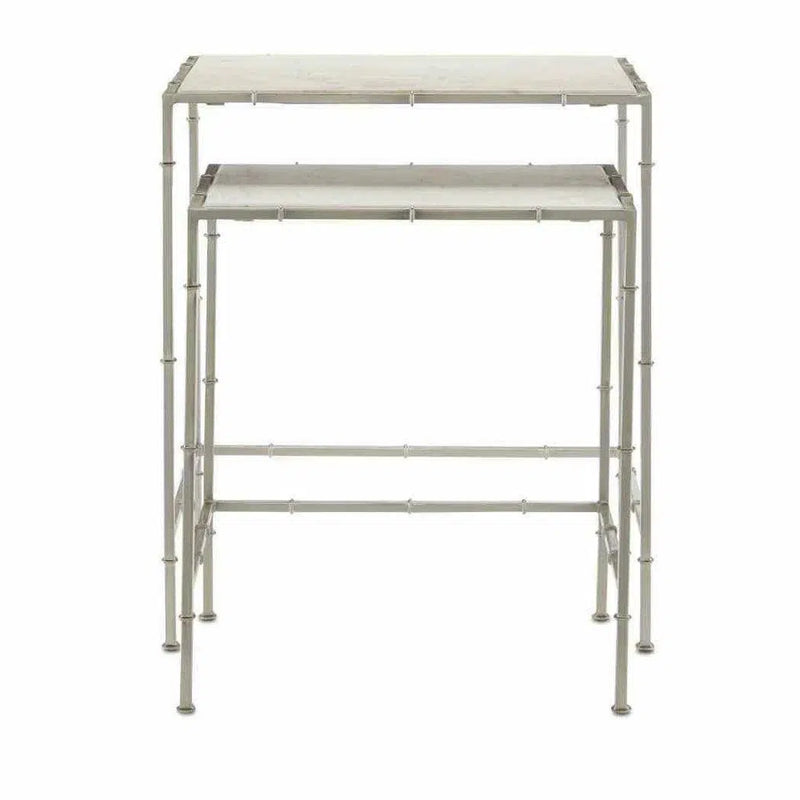 Nickel White Harte Nesting Table Set of 2