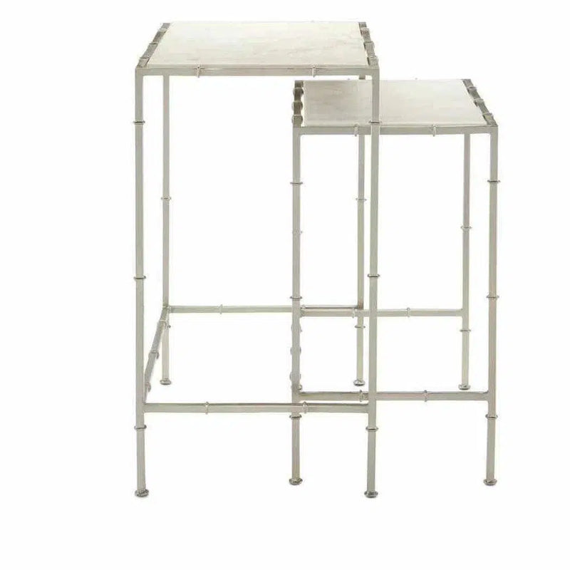 Nickel White Harte Nesting Table Set of 2