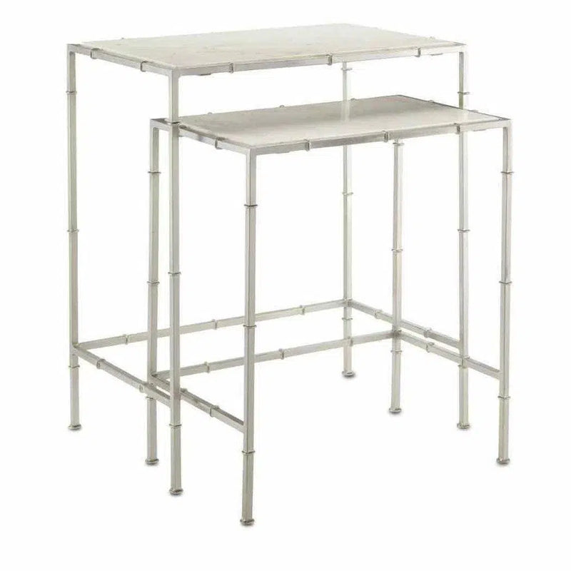 Nickel White Harte Nesting Table Set of 2