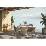 Nicolette Concrete Outdoor Round Dining Table-Outdoor Dining Tables-SUNPAN-LOOMLAN