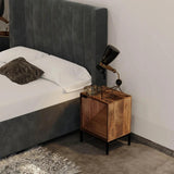 Nikita Unique Patterned Wooden Nightstand-Nightstands-LH Imports-LOOMLAN