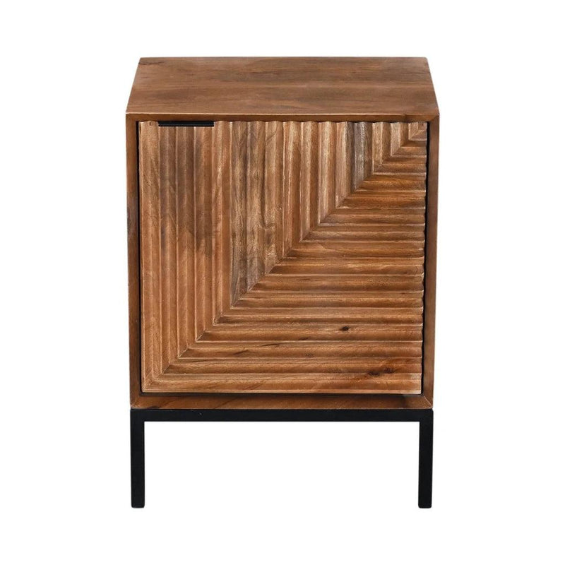 Nikita Unique Patterned Wooden Nightstand-Nightstands-LH Imports-LOOMLAN