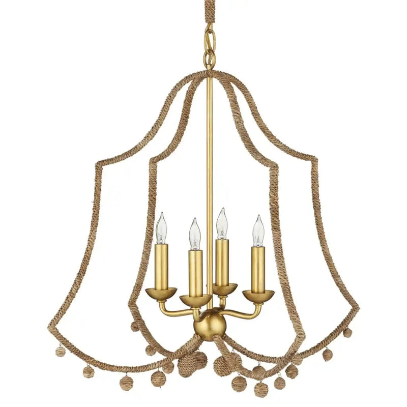 Nimes Lampakanay Rope Wrapped Gold Chandelier