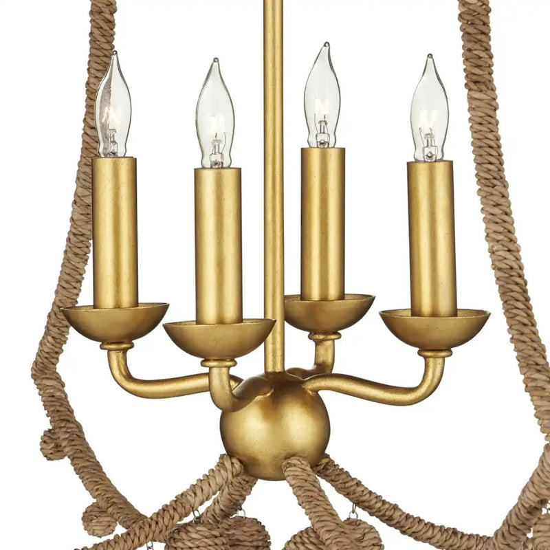 Nimes Lampakanay Rope Wrapped Gold Chandelier