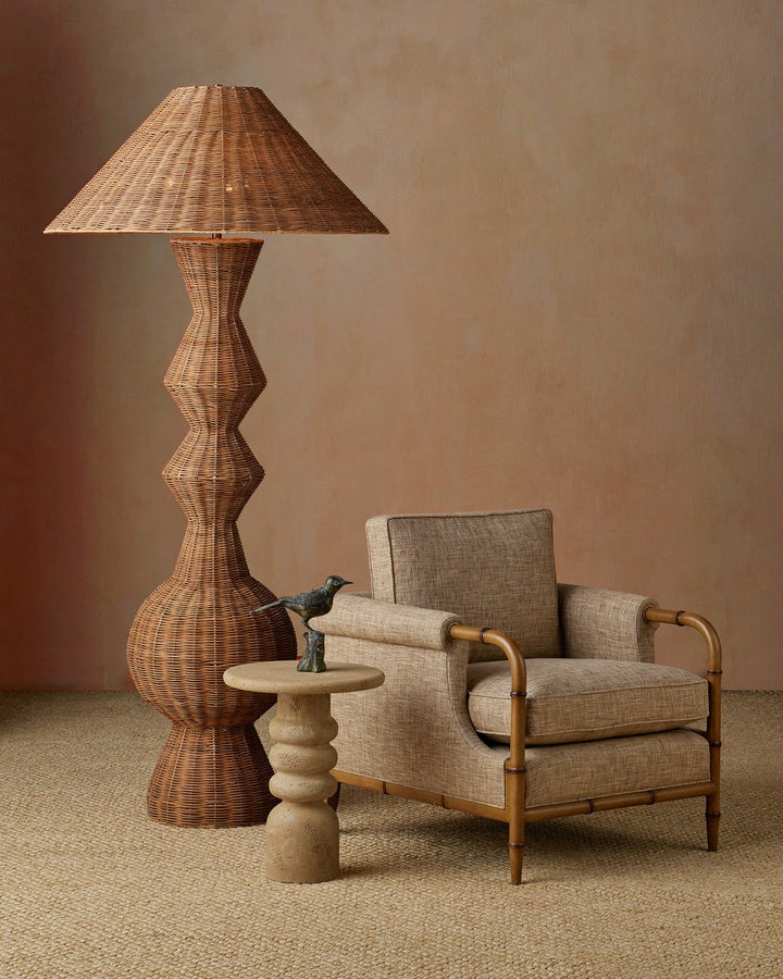 Nirvana Grande Natural Rattan Floor Lamp-Floor Lamps-Currey & Co-LOOMLAN