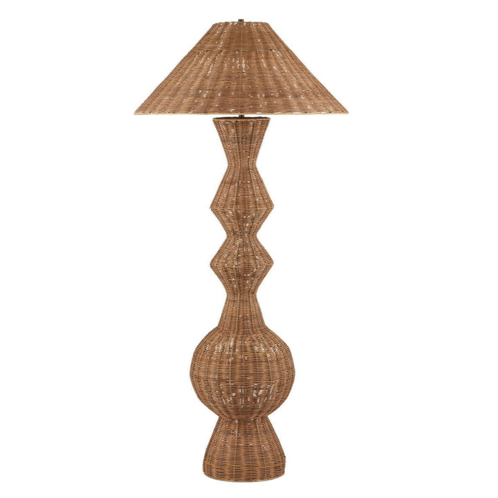 Nirvana Grande Natural Rattan Floor Lamp-Floor Lamps-Currey & Co-LOOMLAN