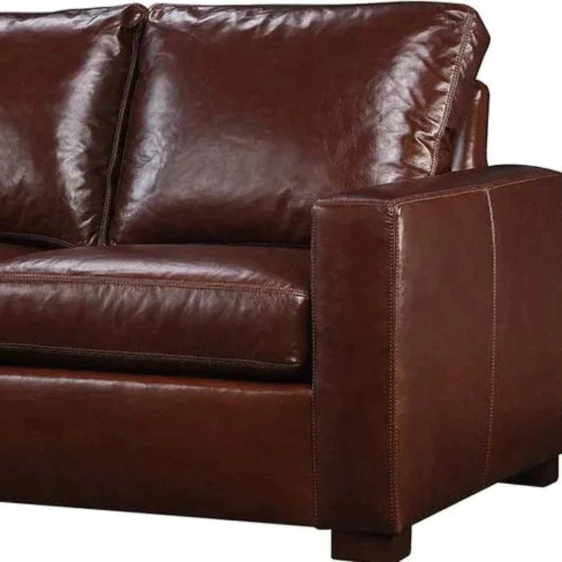 No Regrets Top Grain Leather Couch High Back Made In the USA Sofas & Loveseats LOOMLAN By Uptown Sebastian