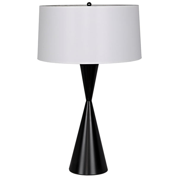 Noble Black Steel Table Lamp with Shade-Table Lamps-Noir-LOOMLAN