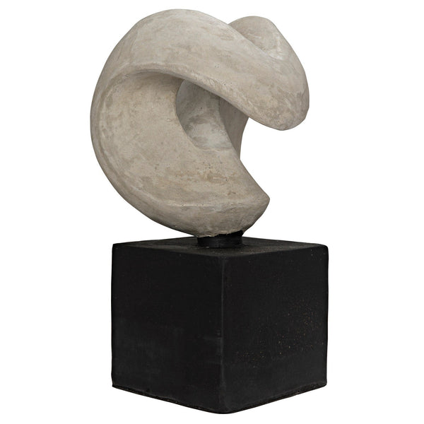 Nobuko Fiber Cement Grey Sculpture-Statues & Sculptures-Noir-LOOMLAN