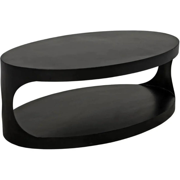 Noir Eclipse Oval Coffee Table Storage Industrial Steel - LOOMLAN - Noir - Coffee Tables