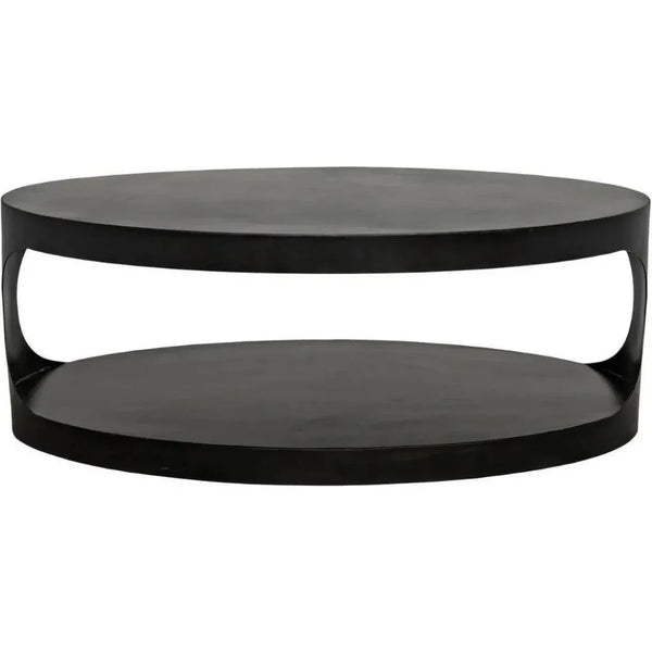 Noir Eclipse Oval Coffee Table Storage Industrial Steel - LOOMLAN - Noir - Coffee Tables