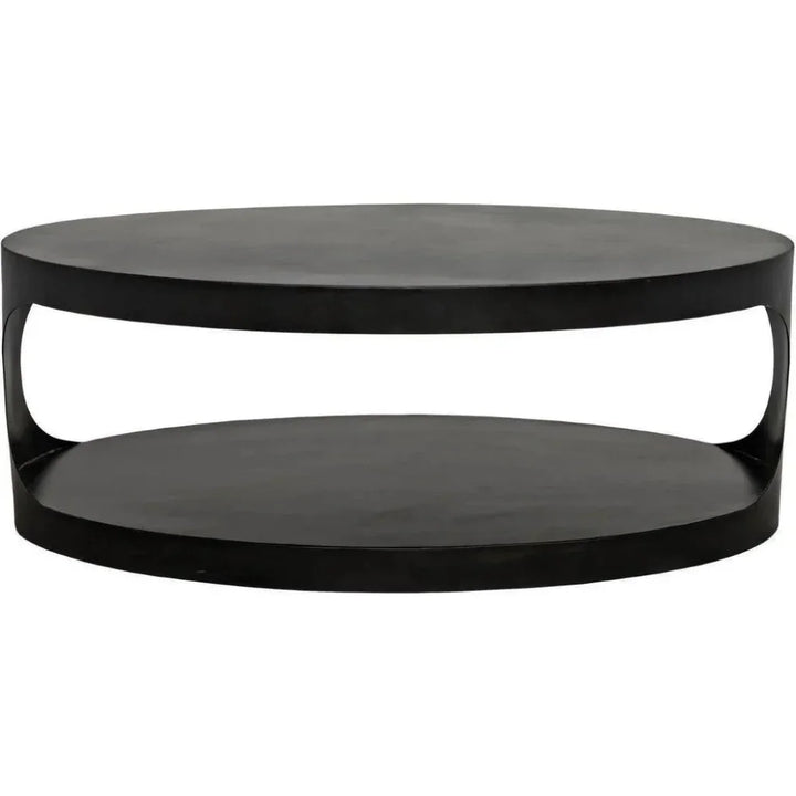 Noir Eclipse Oval Coffee Table Storage Industrial Steel - LOOMLAN - Noir - Coffee Tables