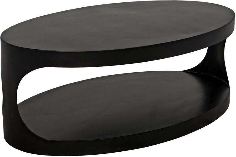 Noir Eclipse Oval Coffee Table With Storage Industrial Steel-Coffee Tables-Noir-LOOMLAN