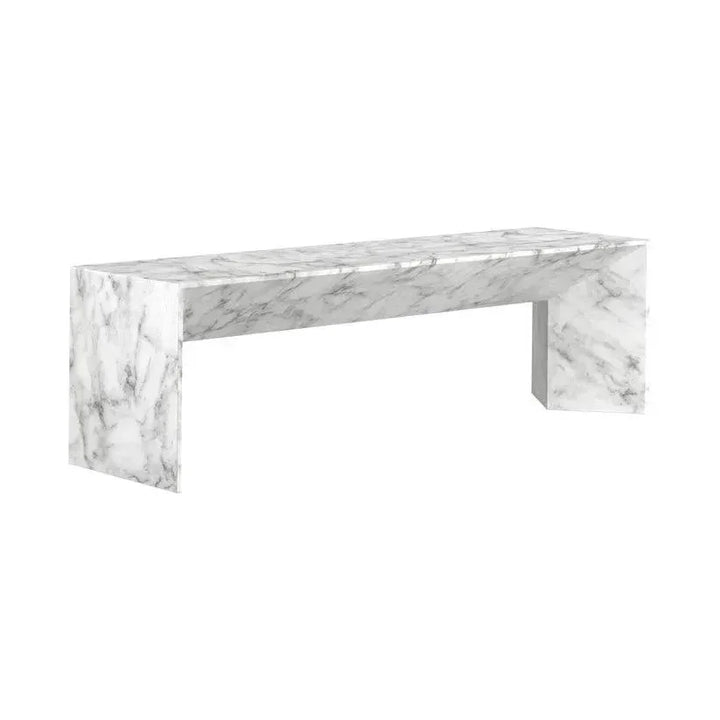 Nomad Concrete Outdoor Backless Bench-Outdoor Benches-SUNPAN-Marble Look - White-LOOMLAN