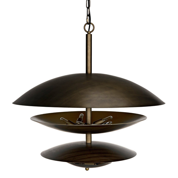 Nora Chandelier, Metal with Aged Brass Finish-Chandeliers-Noir-LOOMLAN