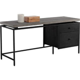 Norwood Desk Concrete Top Black Metal-Home Office Desks-SUNPAN-LOOMLAN