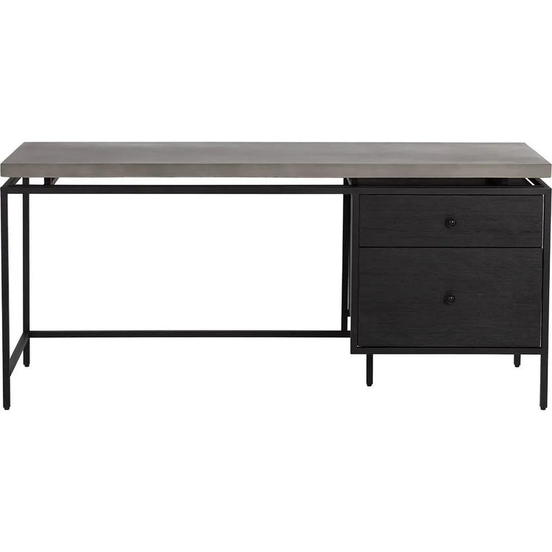 Norwood Desk Concrete Top Black Metal-Home Office Desks-SUNPAN-LOOMLAN