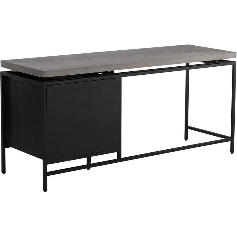 Norwood Desk Concrete Top Black Metal-Home Office Desks-SUNPAN-LOOMLAN